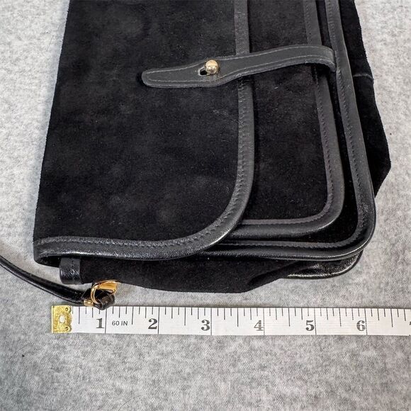 Vintage Etra Women's Black Suede Leather Crossbody Bag Small Casual - Picture 13 of 15
